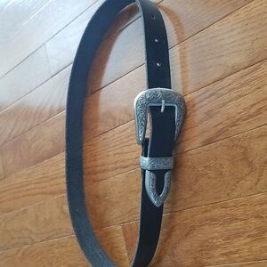 Urban Outfitters 100% Leather Black Belt with Silver Buckle